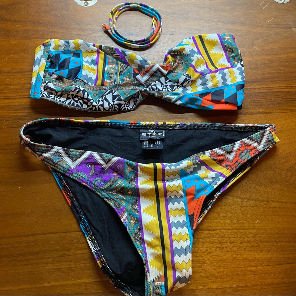 ETRO Italian Designet Bikini Multiple Strap Placements / Strapless Multi Pattern
